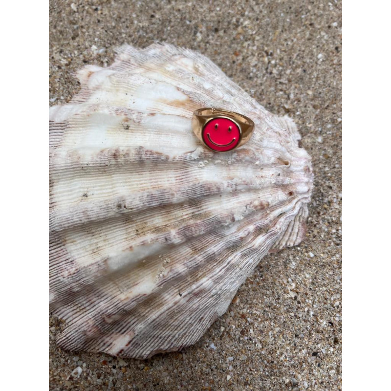 Anillo cara sonriente rojo